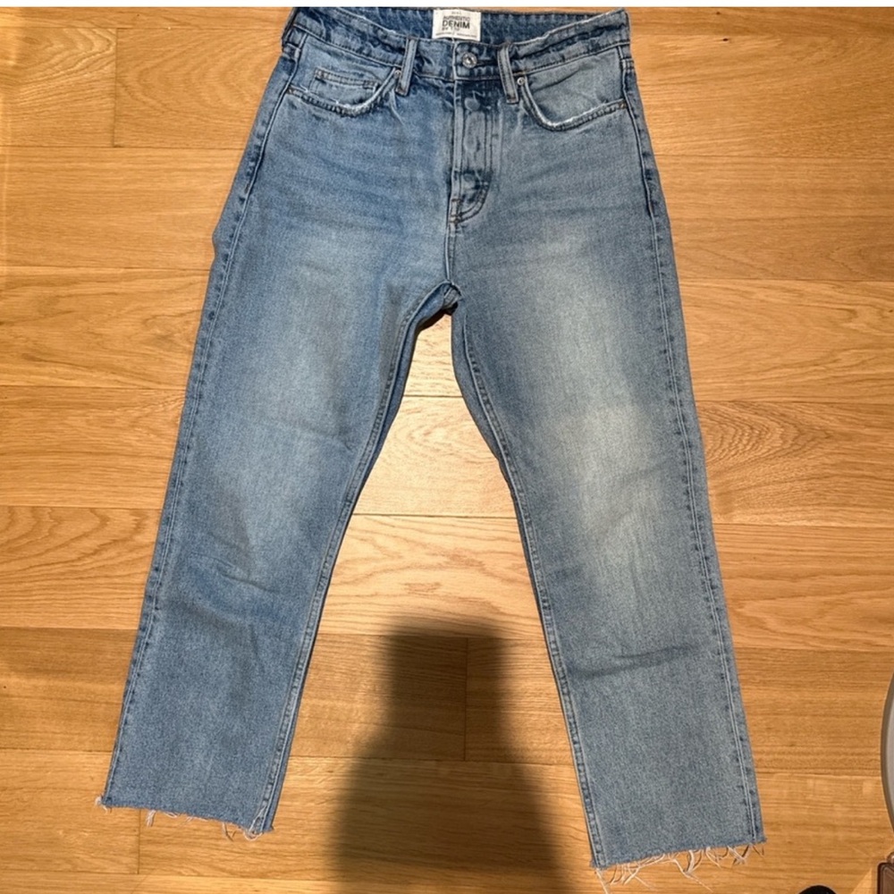 Zara TRF High Rise Denim Jeans - Classic Blue